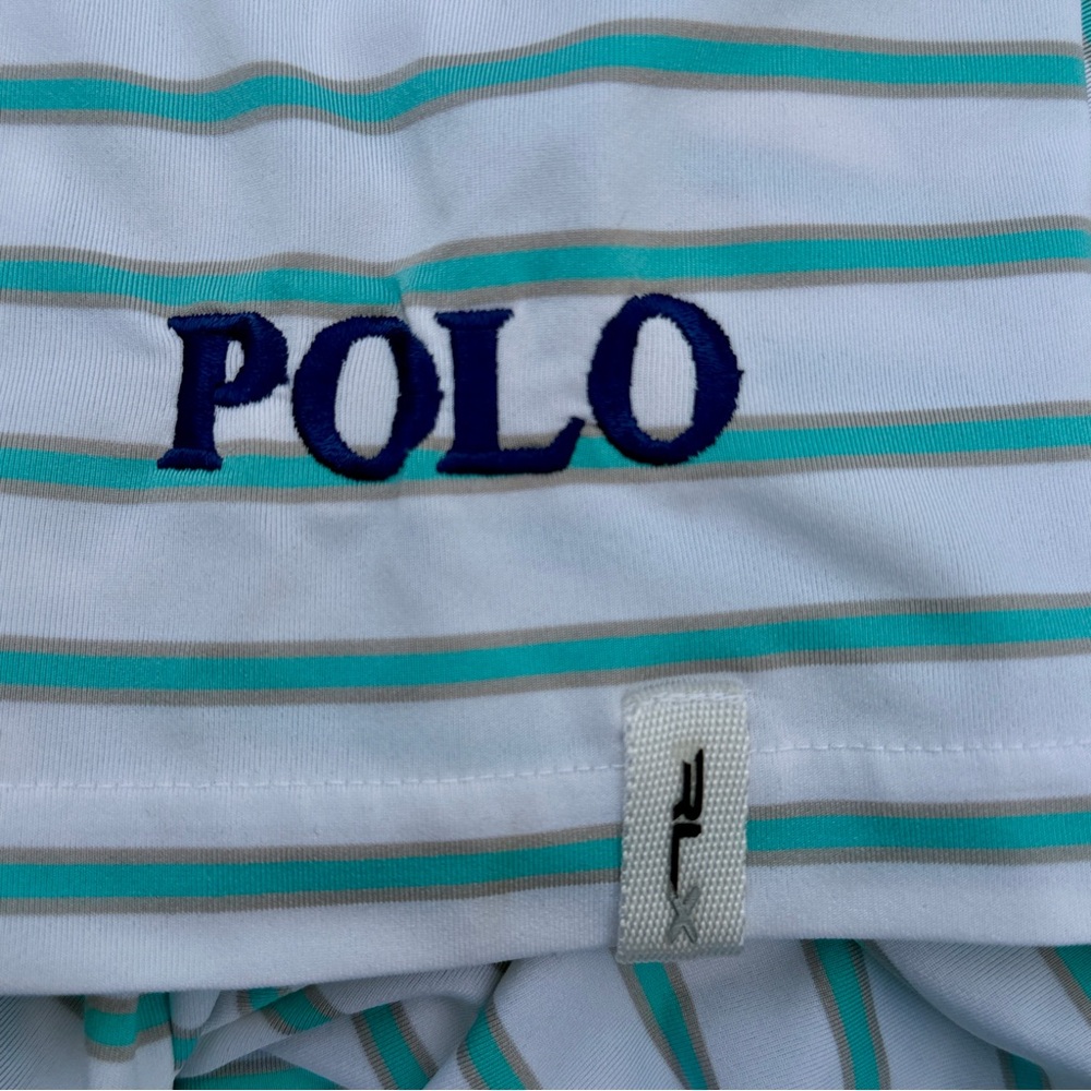 Ralph Lauren RLX Men Large Polo Shirt Performance Green White Striped Big Pony - Picture 8 of 11